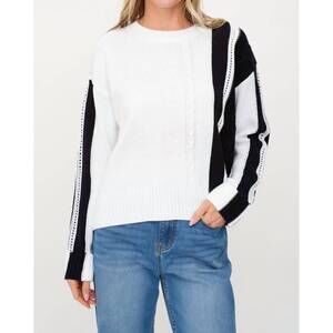 NEW SIX/FIFTY ruby stripe sweater in black/white